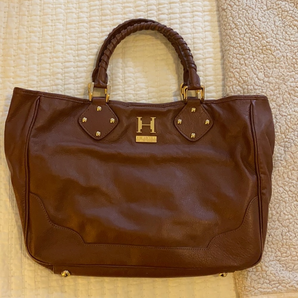 Halston heritage tan leather tote